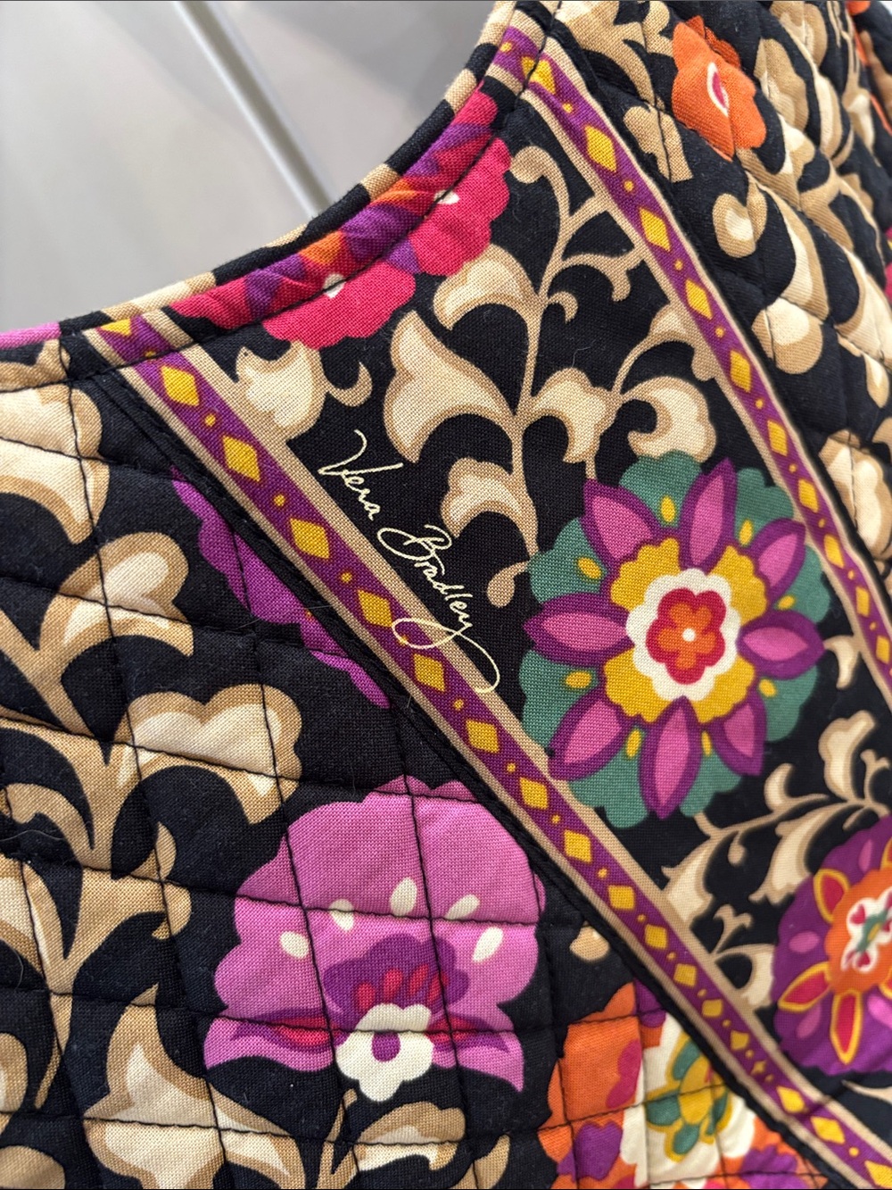 Vera Bradley Quilted Floral Tote Bag in Black and Multicolor - Picture 3 of 7